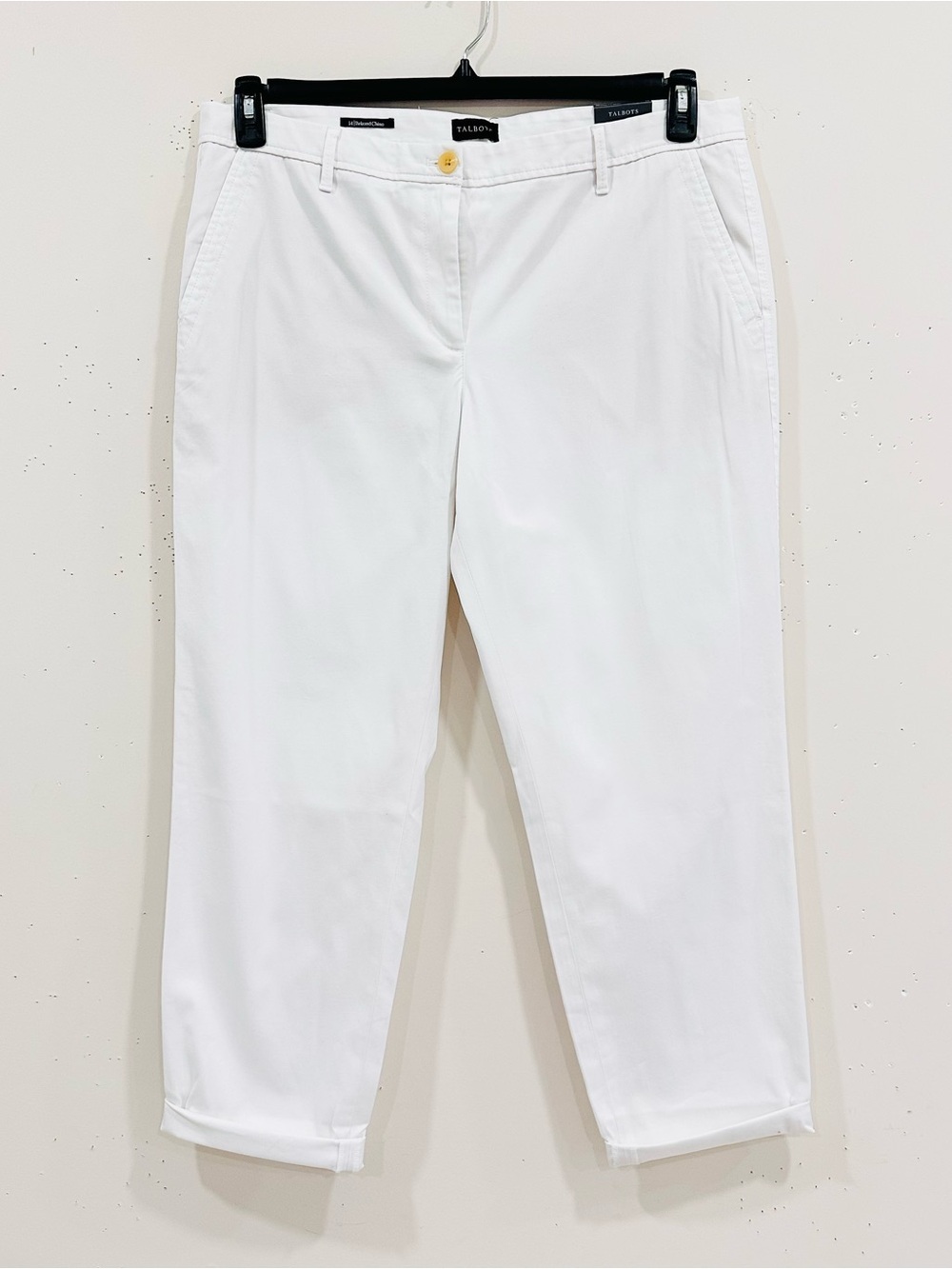 NWT Talbots Supersoft Chino Pants Womens 14 White Relaxed Crop Heritage Twill